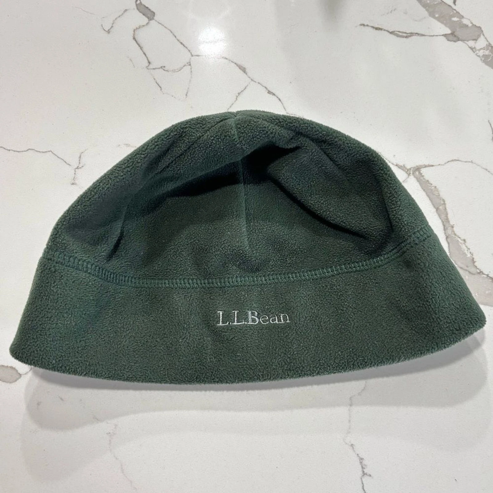 LL Bean Men's Dark Green Soft Fleece Beanie Winter Snow Ski Hat Unisex Size L/XL