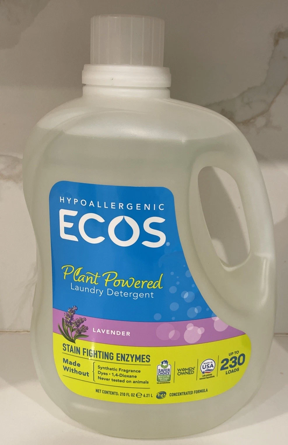 ECOS Hypoallergenic Liquid Laundry Detergent + Enzymes Lavender Scent 210 Fl Oz