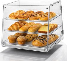 Joymaney 3 Tier Pastry Display Case Countertop Bakery Display with Secure Magn