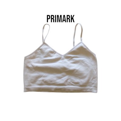 Primark Womens White Ribbed Crop Top Vest Bralet Medium