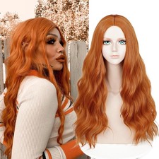 Ginger Wig Long Orange Wig for Women Synthetic Heat Resistant Curly Wave Cosp...