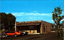 Classic Corvette In Front Adobe Pet Hospital Postcard Sacramento, California