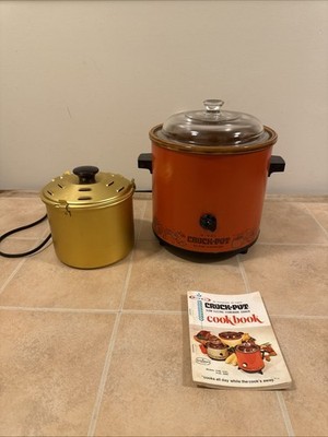 Vtg Rival Crock Pot 3.5 Quart Slow Cooker Red Flame Orange Model 3100/2 Tested