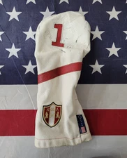 Stitch Golf Driver Head Cover Men Red Stripe Leather #1 Stitched NGLA