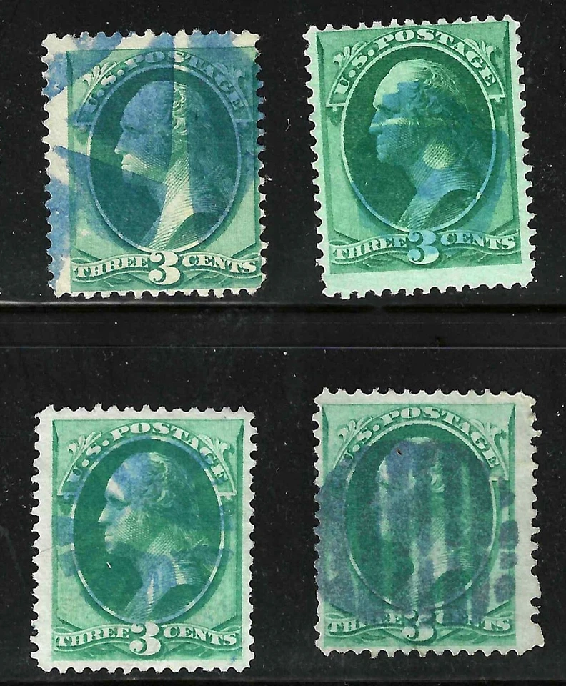 Purple Fancy Cancels Collection 19th Century 3 Cent Washington Banknotes US 1A74 - Image 3 of 3