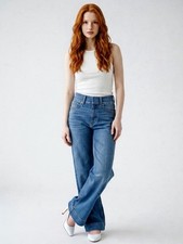 Hippie Y2k Boho City Spanx Seamed Front Wide Leg Jeans XS Vintage Indigo Pull On