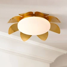 Possini Euro Radiance 16" Wide Brass Flower LED Ceiling Light