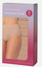 Carole Hochman Women's Small Tan Seamless Brief 5-Pack Full Coverage