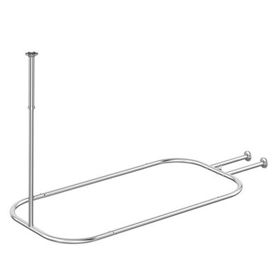 Oval Shower Curtain Rod U Shape Ceiling Mount Chrome Finish Adjustable Height
