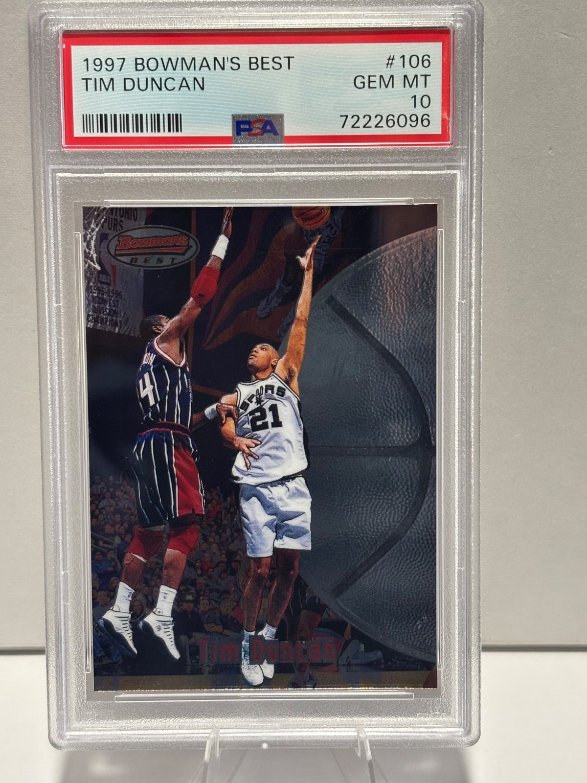 1997 Bowman's Best - Tim Duncan #106 Rookie Card (RC) PSA Gem Mint 10
