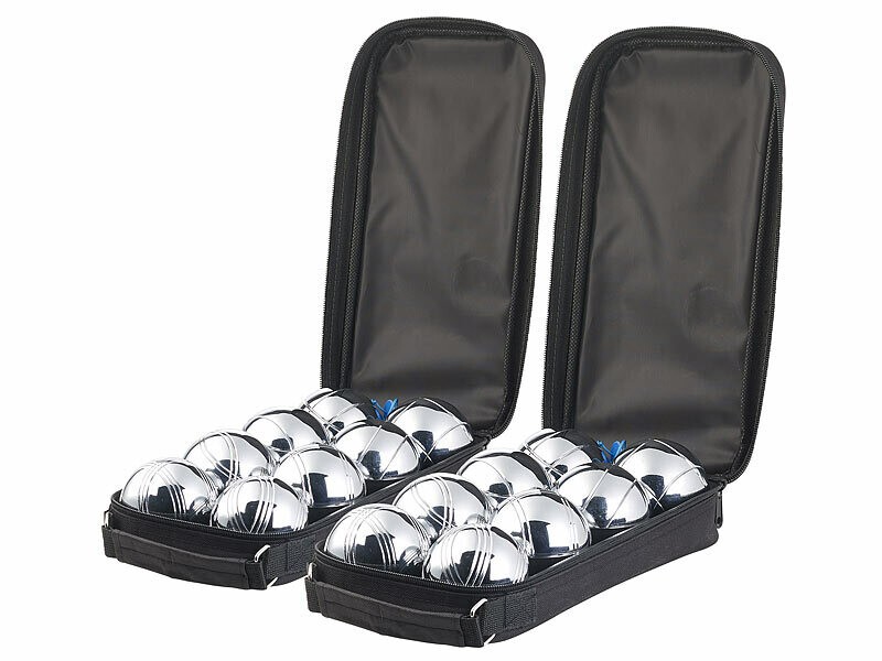 Jeu de boules de pétanque acier Pearl x16 avec housse souple de transport compacte
