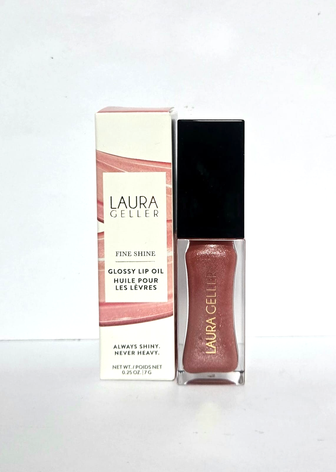 LAURA GELLER FINE SHINE GLOSSY LIP OIL in PEARL PINK - 7g (FULL SIZE) BOXED