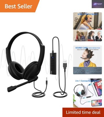 Professionelles USB-Headset mit Mikrofon, Inline-Steuerung & komfortablem Design