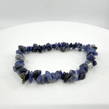 Natural Blue Sodalite Gemstone Chip Bead Stretch Bracelet Boho Healing Jewelry