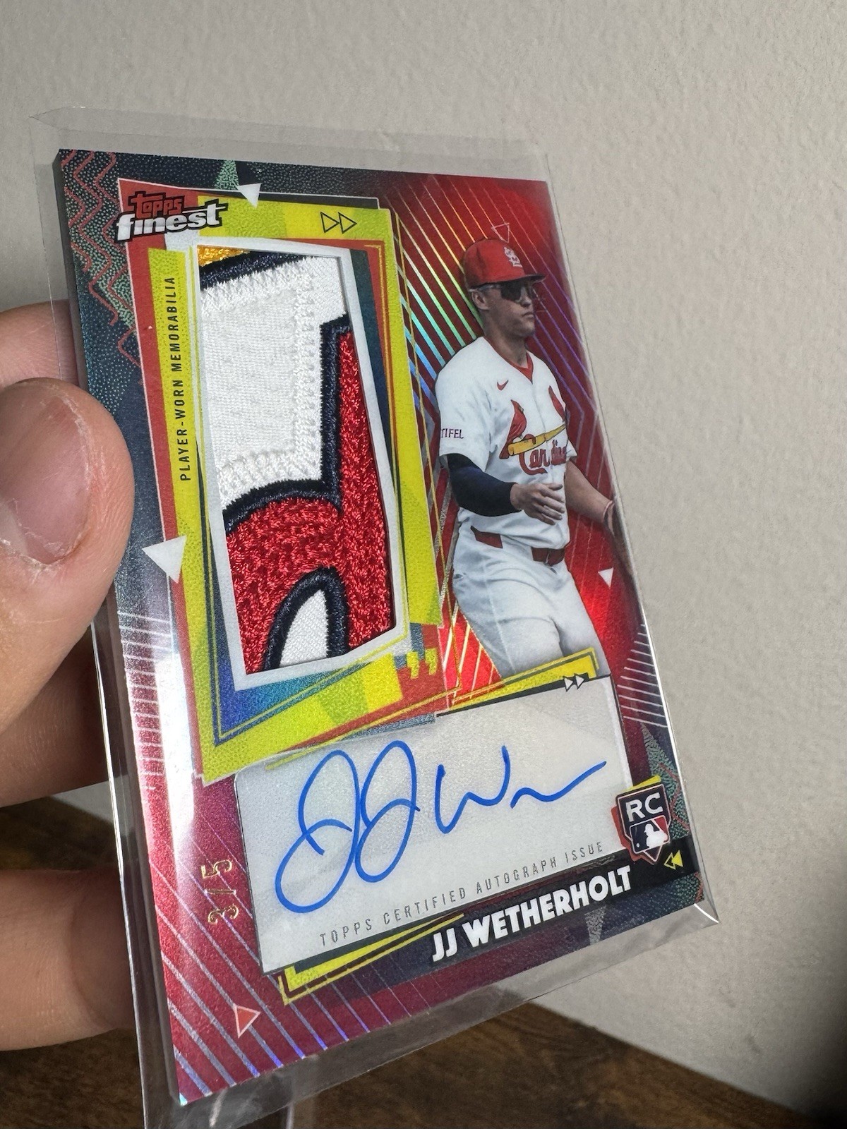 JJ Wetherholt 3/5 RPA-JW COLOR MATCH Rookie Patch Auto Cardinals Topps Finest view 4
