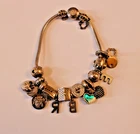 Pandora 10 Charms  Sterling Silver Charm Bracelet with Safety Chain