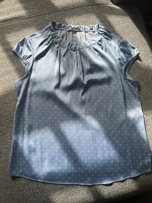 Comma Kurzarm Bluse Gr.42 blau/grau wie neu