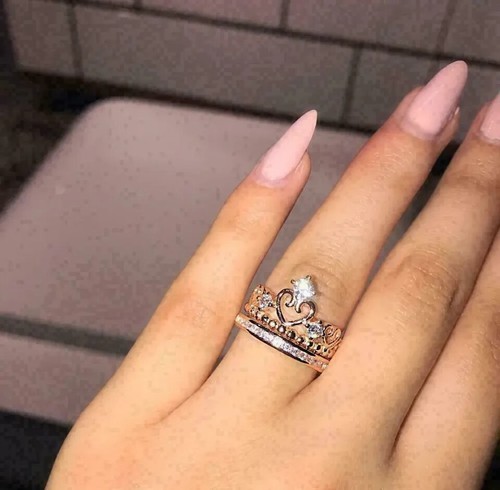 2 kt Rundschliff echter Moissanit 14 K Rotgold plattiert Königinnen Krone Ring Braut Set - Bild 4 von 8