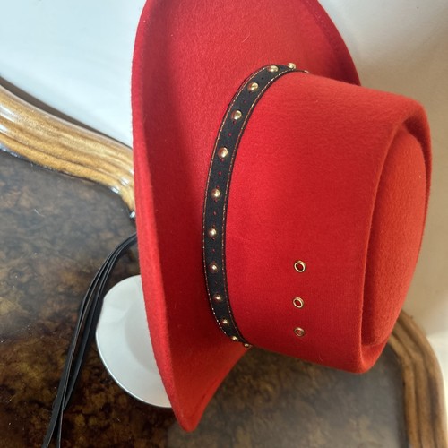 Red cowboy hat men’s or women’s size 59 USA 7 3/8 HTF - Picture 3 of 9