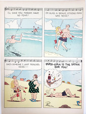 Beach Rescue Cartoon Music Pepsi Vintage Magazine Print Ads Bottles Soda Pop