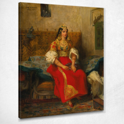 Jüdische Frau aus Tanger im Apartmentkostüm Eugène Delacroix, edx61 quadr