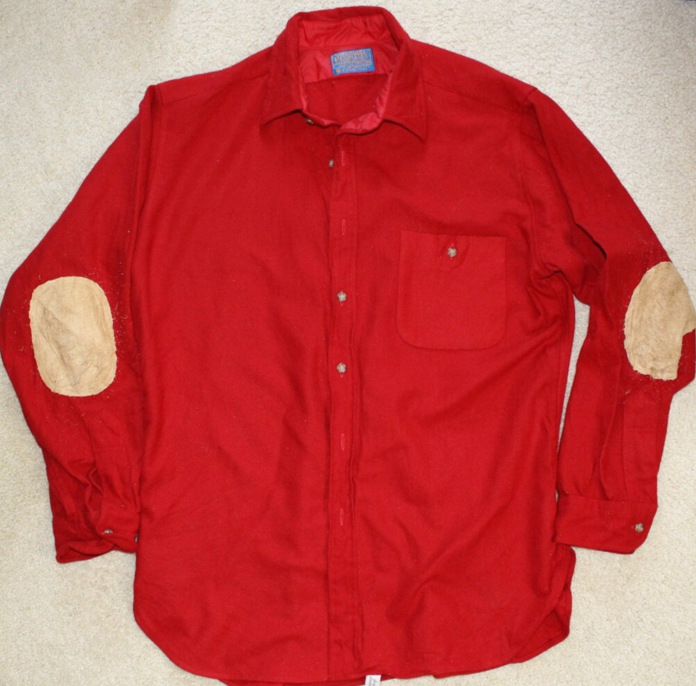 MEN'S LARGE Pendleton Red Wool Button Up Brown Su… - image 1