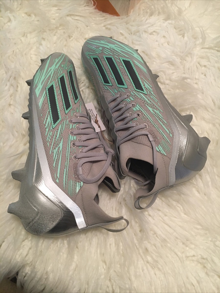 Size 11.5 - adidas Adizero Primeknit Flash Cleats Grey Mint for