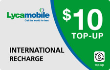 Lyca Mobile Prepaid 10 Refill Top-Up Prepaid Card ,PIN / RECHARGE