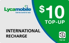 Lyca Mobile  Prepaid $10 Refill Top-Up Prepaid Card ,PIN / RECHARGE 