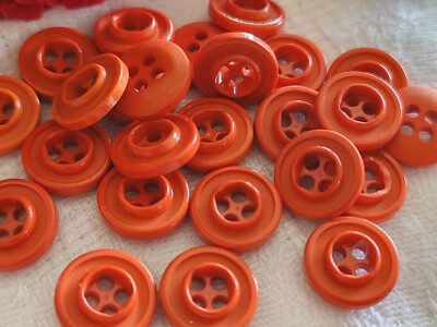 Lot De Boutons Vintage Orange épais 4 Trous - Taille 1,1 à 1,4 Cm, Fond De Mercerie Ancien