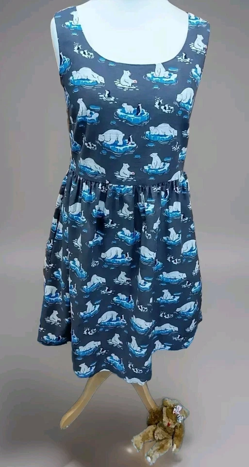 Size 16 BNWT Cath Kidston Vintage Style Polar Bears And Penguins Tea Dress - Image 2 of 4