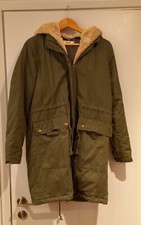 Justfab - Women's Faux Fur Hood Parka Jacket, Dark Olive, Size L (see Below)