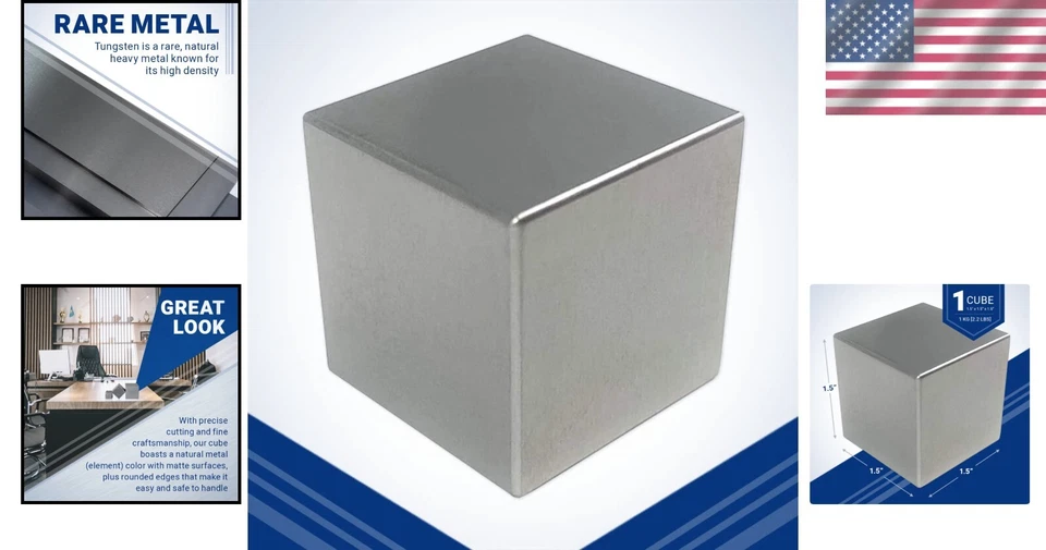Cubo de tungsteno único borde redondeado - 1,5 pulgadas, pieza de diseñador de un kilogramo Foto 2 de 4