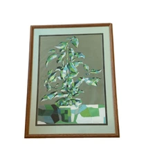 MCM Abstract Painting Botanical Cubism Contemporary Still Life H. Martin 1963