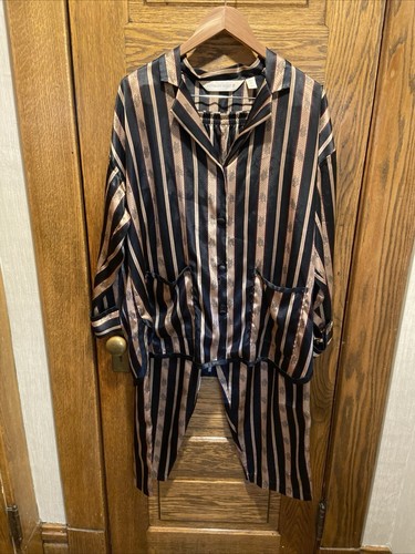 Vintage 90s Victoria's Secret 3pc Satin Pajama & Robe Set L Black Gold Red - Picture 3 of 21