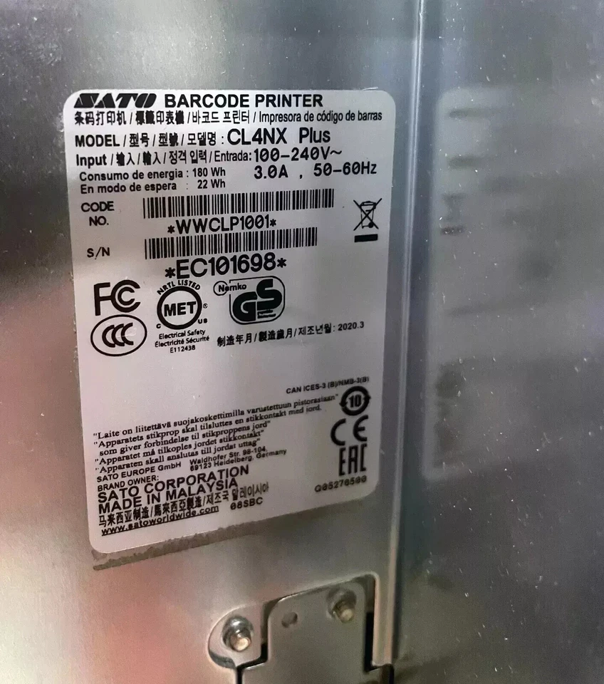 SATO CL4NX Plus 203dpi WiFi Bluetooth Thermal Transfer Label Printer WWCLP1001 - Image 4 of 4