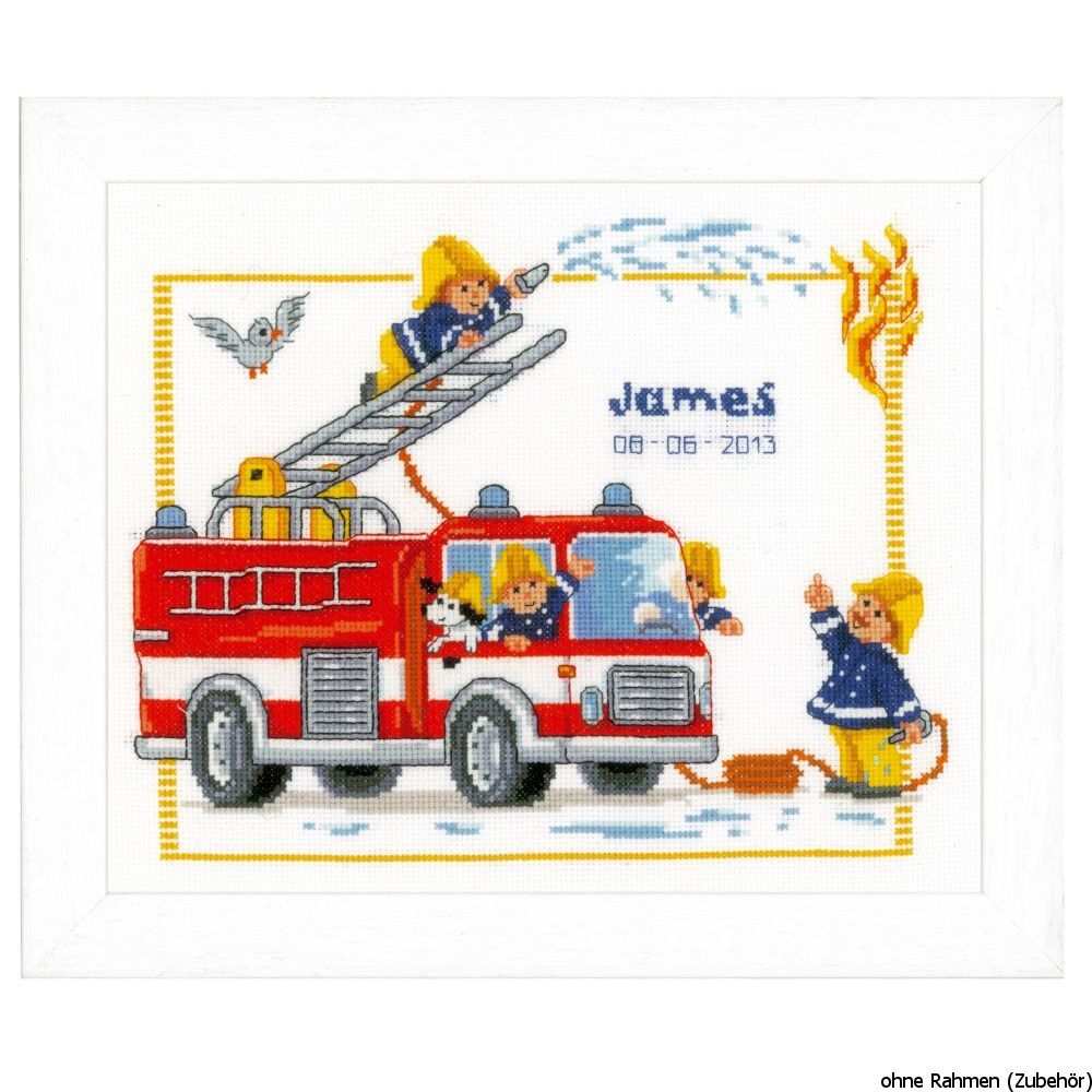 Vervaco Counted cross stitch kit Fire brigade, DIY