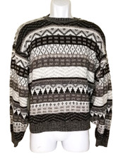 Vintage 90s Sweater Knit Pattern Grandpa Bugle Boy Men's Size M Retro    T25