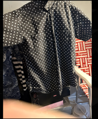 Supreme Off-White SS18 Polka Dot Denim Shirt Black Mens sz XL | eBay