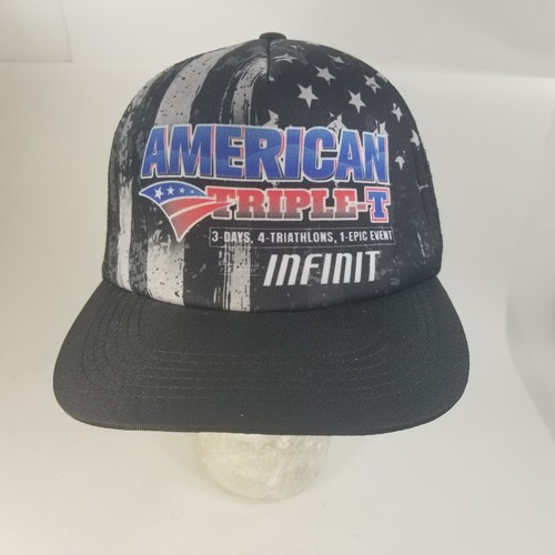 American Triple-T Event Triathlon Adjustable Hat Cap Infinit Mesh Snabpack
