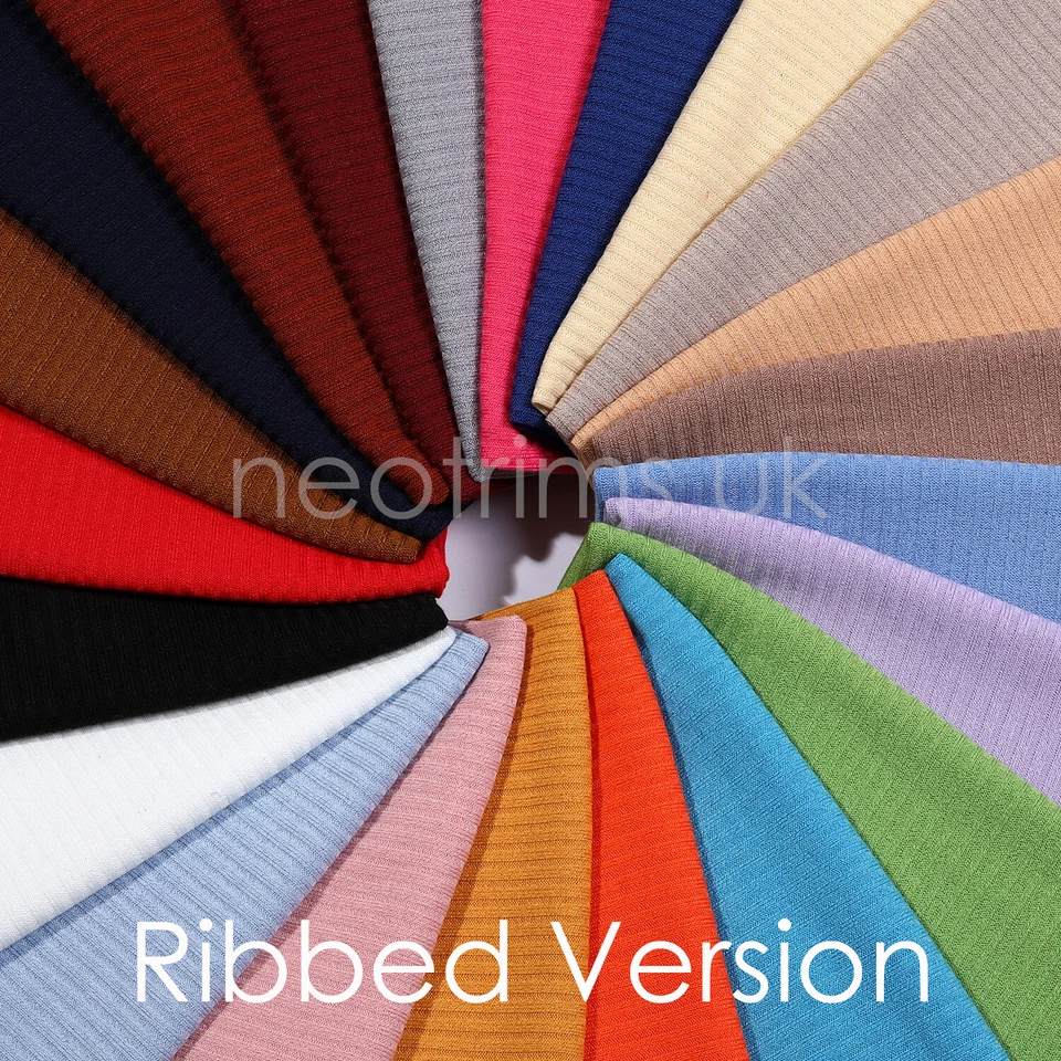 Ribbed Knit Fabric Jersey Stretch Material Plain and Rib Pattern to Mix & Match - Image 4 of 4