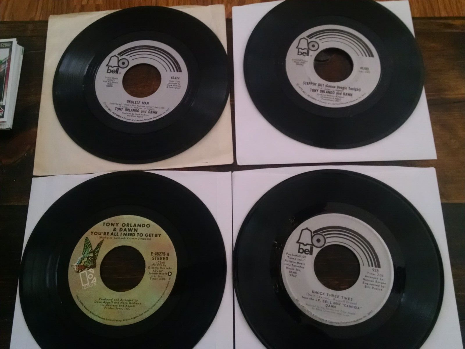 Tony Orlando and Dawn lot of four 45 rpm records VG+