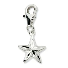 Star Charm Diamond Cut .925 Sterling Silver 3D Click On Amore La Vita