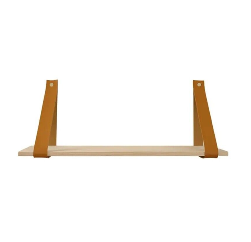 Holz Wandregal Lederband Schweberegal robust für Wohnzimmer