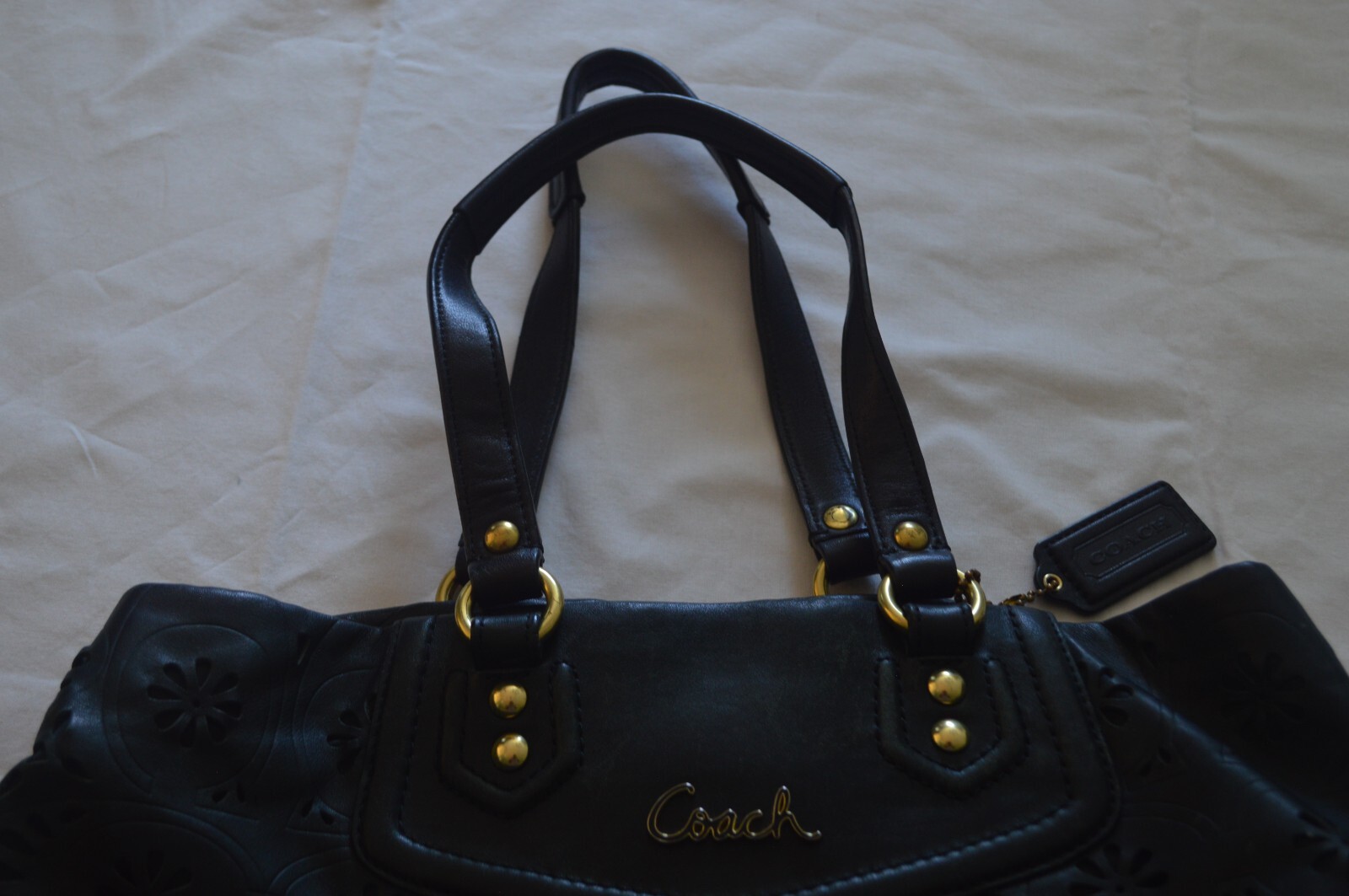 Coach Leather Black Eyelet Shoulder Bag Gem