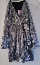 Pretty Little Thing Black Sequin Long Sleeve Blazer Dress SIZE 2 NWT