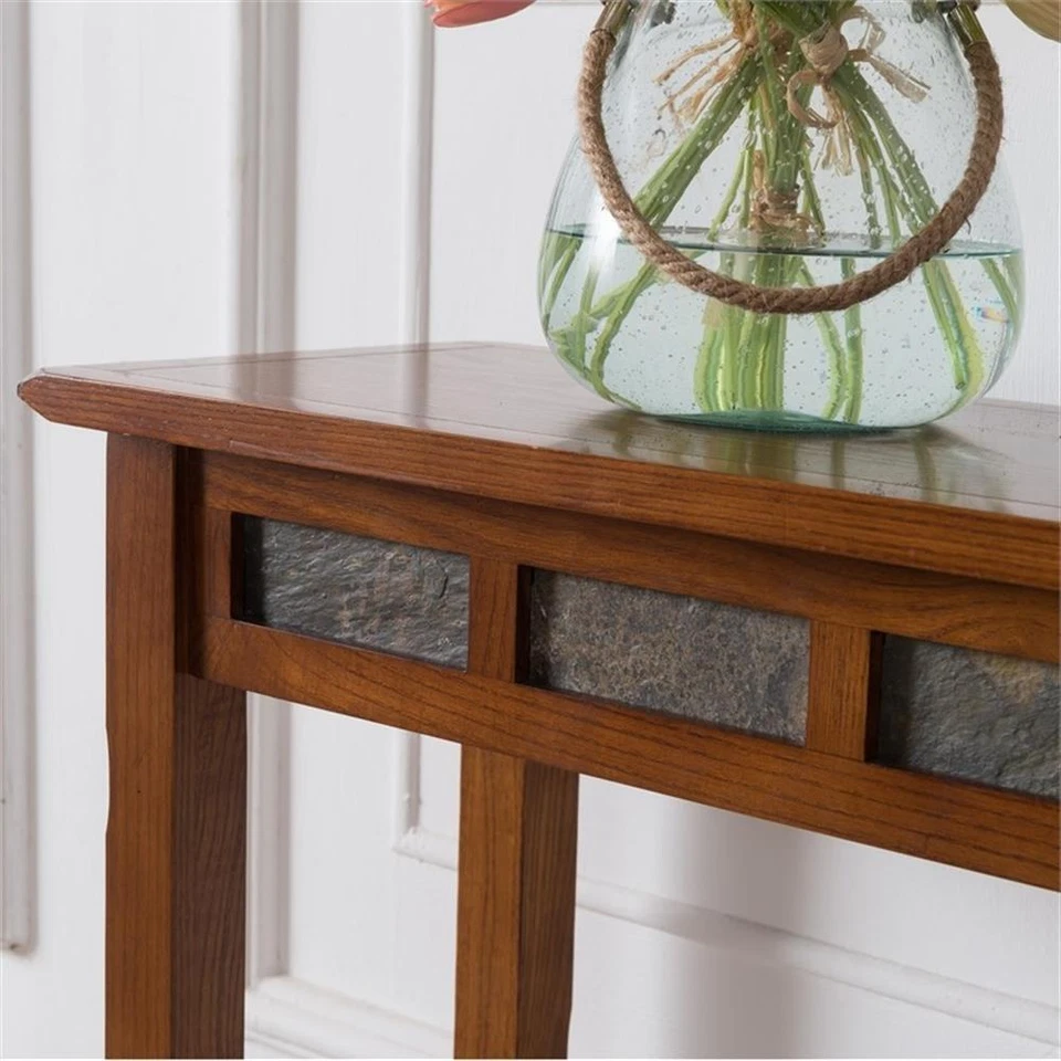 Soporte de madera para pasillo de pizarra rústica Leick Furniture en acabado roble Foto 3 de 4