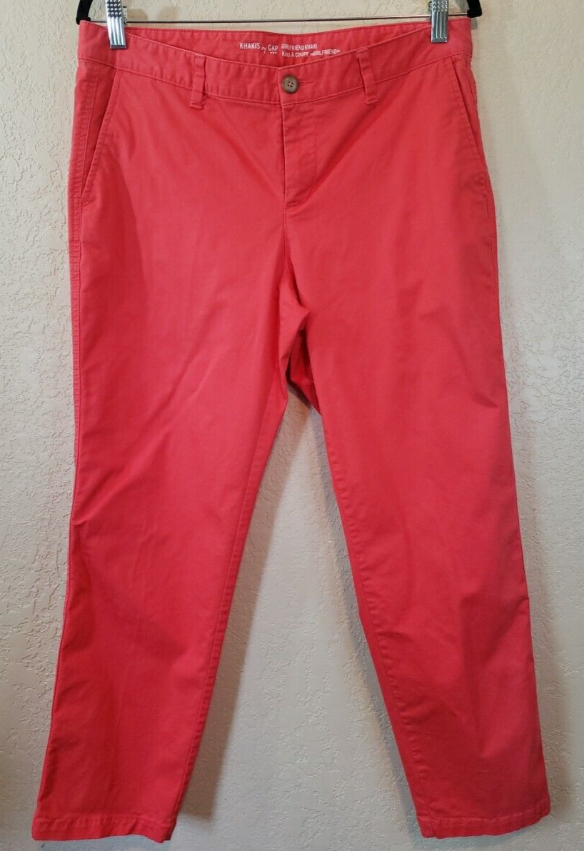 Gap Girlfriend Khaki Pants Womens Pink Cropped Straight Leg Size 8 eBay