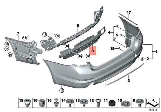 OEM BMW G31 518D 520D 520DX REINFORCEMENT BUMPER REAR BOTTOM  