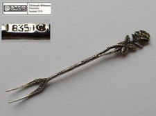 Fourchette À Servir Citron, Rose De Hildesheim, C. Widmann, Argent 835 F959